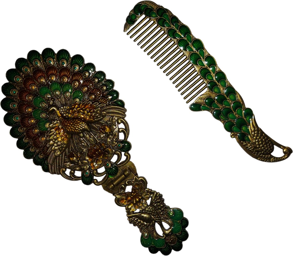 Goedkoopste Vintage spiegel en kam set - antiek - inklapbaar - handspiegel - haaraccessiores - handgemaakt - spiegelset - make-upspiegel - barok - biedermeier - toiletspullen