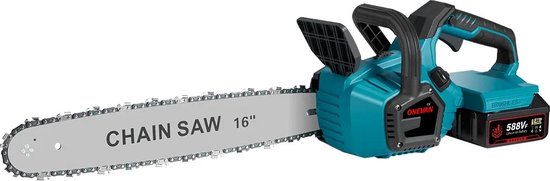Elektrische Kettingzaag - Kettingzaag met Accu - Houtzaag - Houtbewerking - Boomzaag - Krachtig - 8000W - 16Inch - 2 Accu's - Accu oplader - Ketting en zaagblad - Noodstop - Verstelbare ketting van VONROC — afbeelding 2