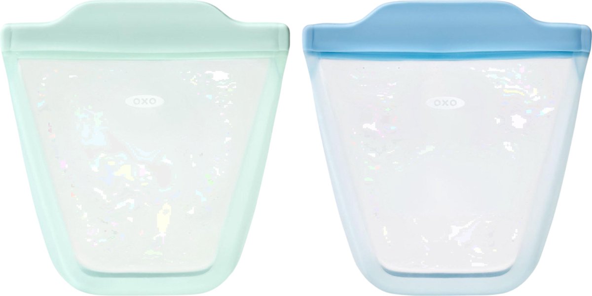 Goedkoopste OXO tot Silcone bewaarzakken - 2 pack - Gripzakjes - Bewaarbakjes Opal & Dusk