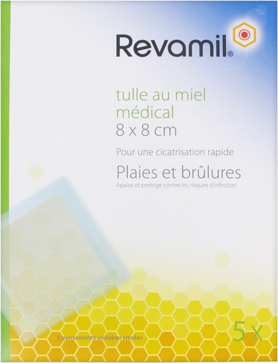 Goedkoopste Revamil Medisch Honingtule 5 Steriel Verband 8 x 8 cm (Maat 8 x 8 cm