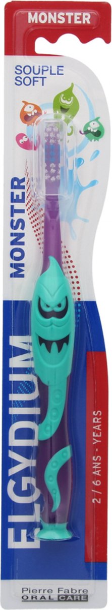 Elgydium Monster Tandenborstel 2-6 Jaar Zacht (Kleur : Groen)
