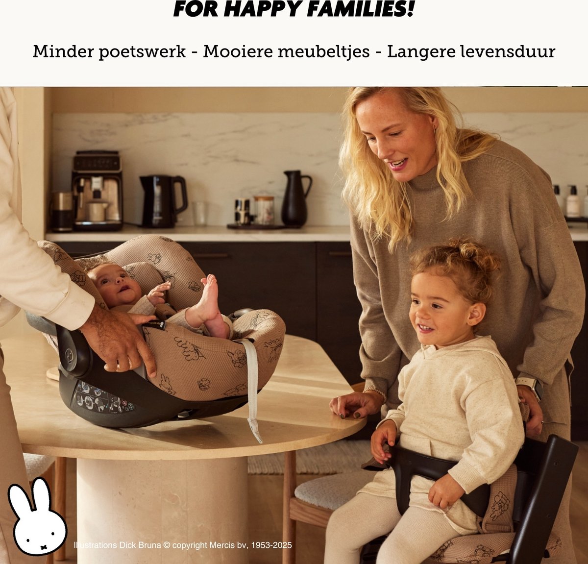 Ukje-Nijntje Newborn Hoes Tripp Trapp geschikt voor Stokke Tripp Trapp Newborn Set - Oud model met diep bakje - Premium Kwaliteit - Perfecte Pasvorm - Beschermt je Stoel - Makkelijk Wasbaar - Zacht Katoen - Taupe Nijntje – foto 6