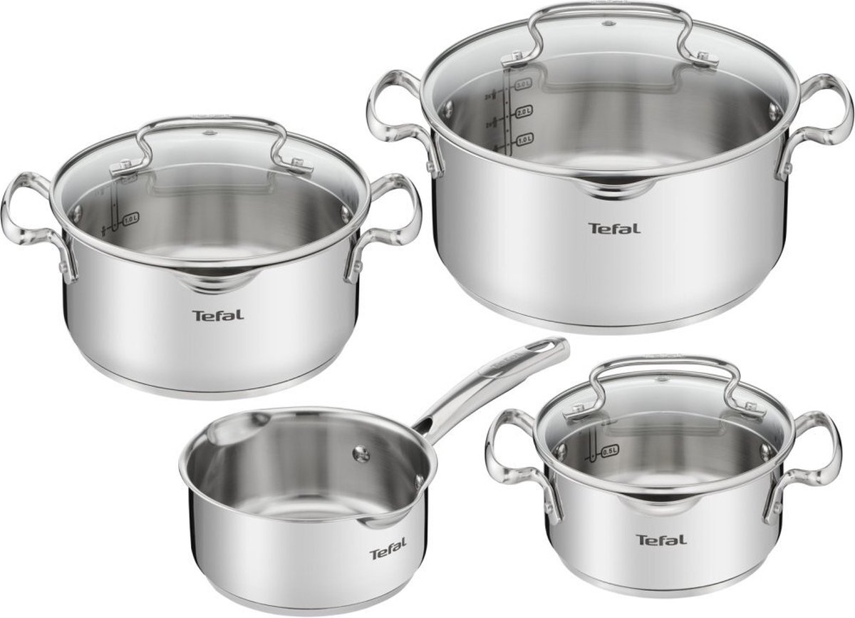 Tefal Duetto Pannenset - 4-delig - Kookpan Ø 16/20/24 cm + steelpan Ø 16 cm