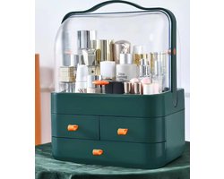 Janse® Luxe make-up organizer XL Groen - Skincare organizer transparant - Make-up koffer met lades - Opbergdoos met handvat - Beauty organizer voor onderweg - Parfum - Cosmetica - Nagellak opbergbox - Beautycase - Sieraden - Organiseren
