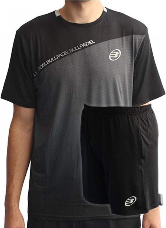 Bullpadel padel tenue équipe de tennis outfit t-shirt + short noir gris taille M