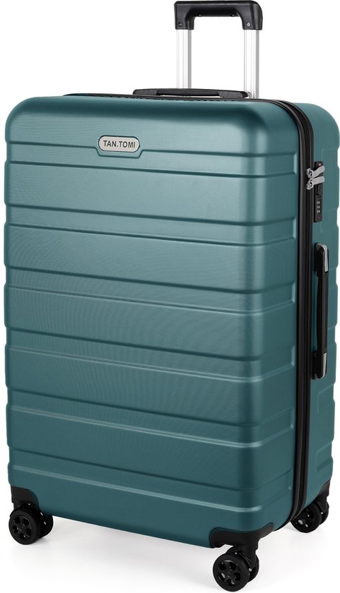 Teal TAN. TOMI koffer met uitschuifbare handgreep en spinner wielen.