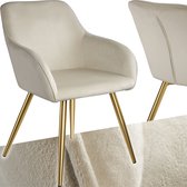 tectake - Chaise Marilyn aspect velours - crème/or - 404623