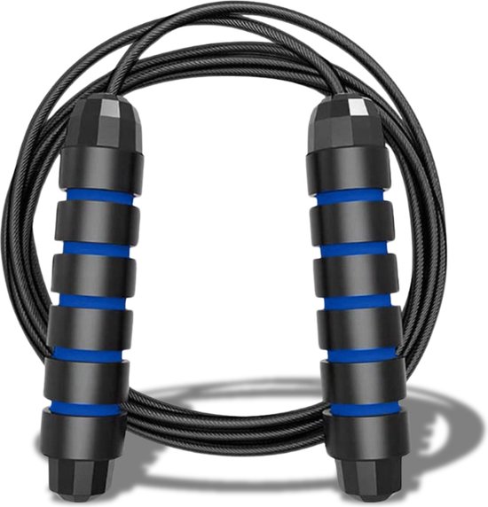 AJ-Sports Springtouw - Verstelbaar - Blauw - Springtouw volwassenen - Springtouwen - Speedrope - Jump rope - Fitness - Boksen - Sport - Krachttraining - Crossfit