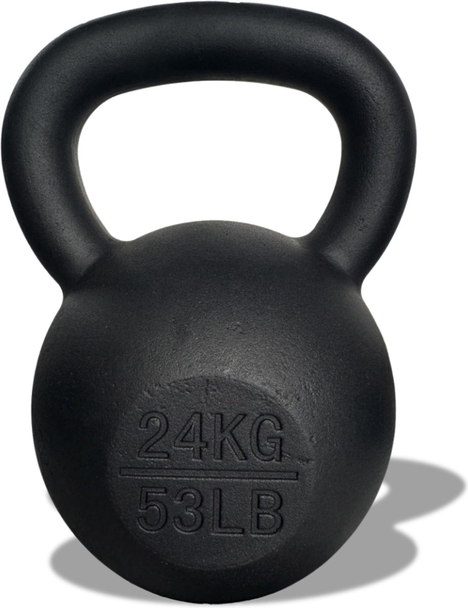 Bol.com AJ-Sports Kettle Bell Pro Gietijzer 24kg - Kettlebell - Gewichten - Krachttraining - Zwart - Fitness - Geschikt voor Cro... aanbieding