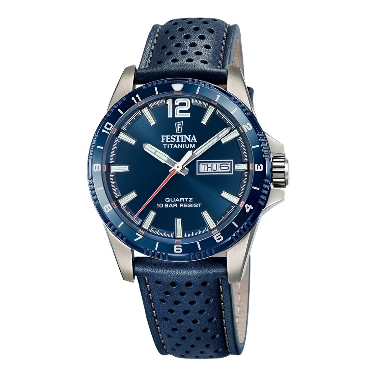 Festina F20699-2 Heren Horloge - Mineraalglas - Titanium-Leer - Zilverkleurig - Ø 43 mm - Quartz - Gesp - 10 ATM (zwemmen)
