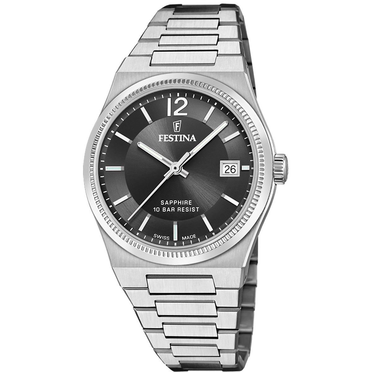 Festina F20035-6 Dames Horloge - Mineraalglas - Roestvrijstaal-Staal - Zilverkleurig - Ø 35 mm - Quartz - Vouw-Vlindersluiting - 10 ATM (zwemmen)