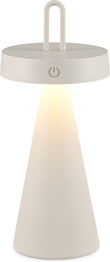 Home Sweet Home - Draadloze Oplaadbare LED Tafellamp - Binnen & Buiten - Dimbaar - ø12.8 × 29 cm - Warmwit licht - 3000mAh - Grijs