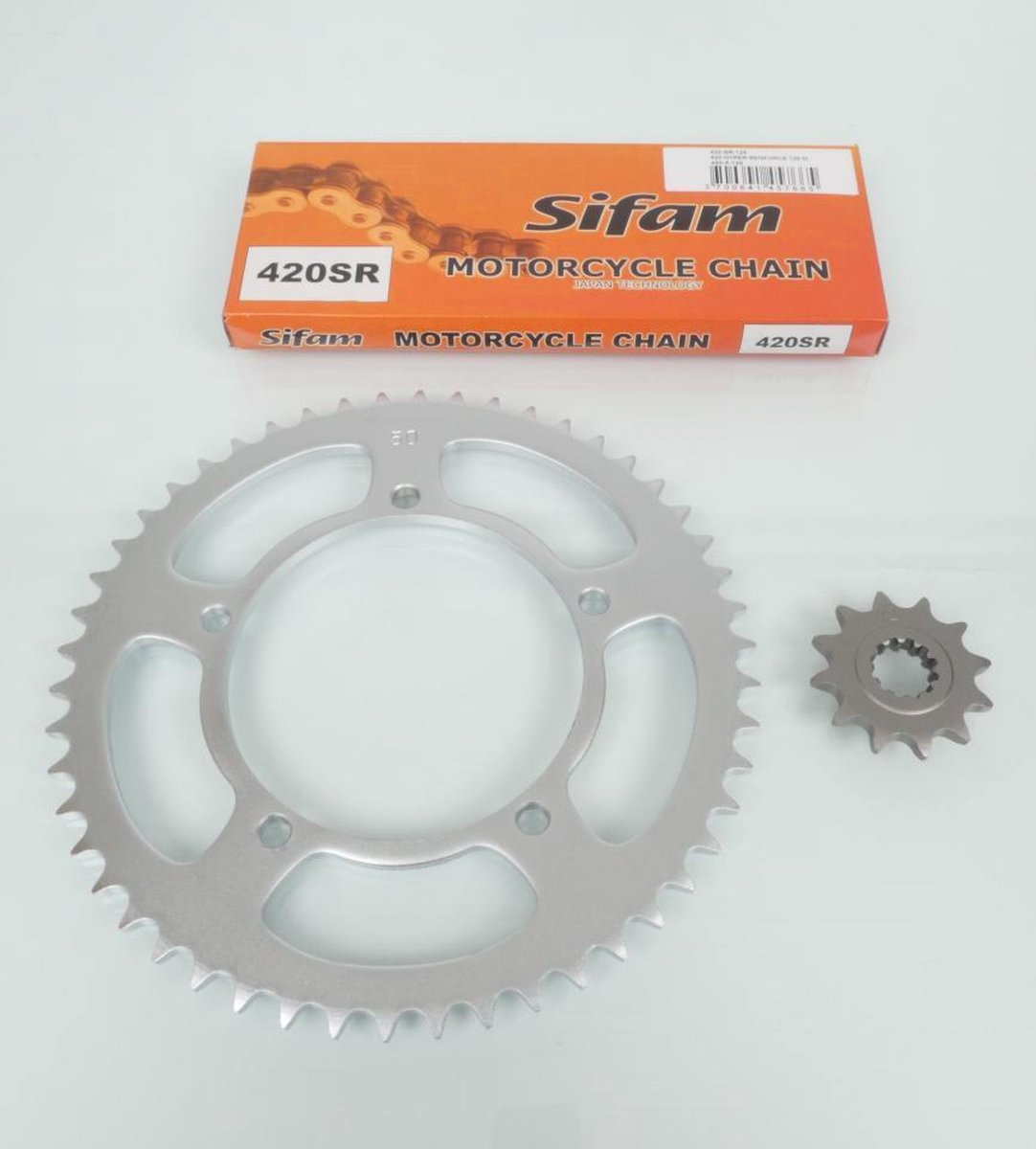 sifam kettingset voor motorfiets mbk 50 xlimit 2002 12x50 steek 420 Ø105mm nieuw