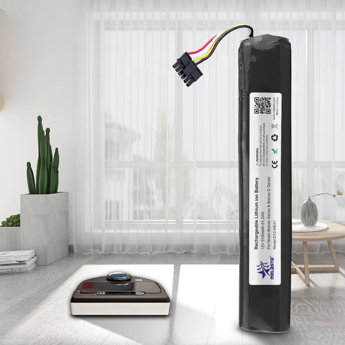 Melasta 12V Li-ion accu voor Neato Botvac 70e, Neato Botvac 75, Neato Botvac 80, Neato Botvac 85, Neato Botvac D75, Neato Botvac D85, 5100 mAh