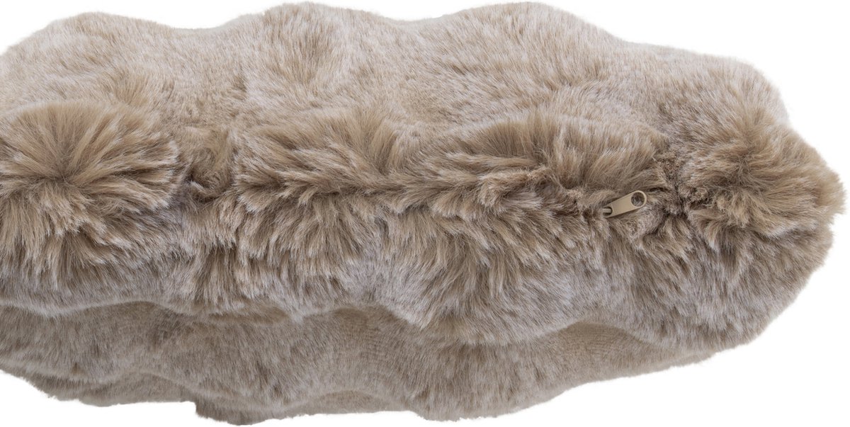 J-Line kussen Wave - polyester - taupe Bruin
