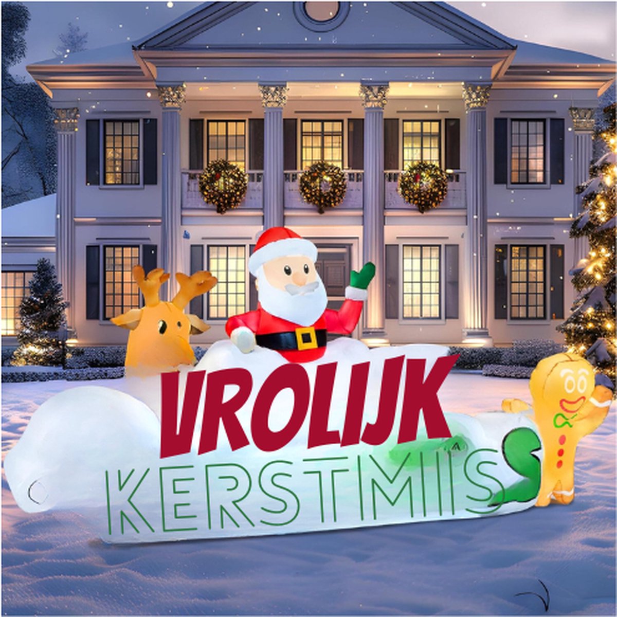 Opblaasbaar Kerstbord Met Ingebouwde LED's - Voor Kerstfeest Binnen En Buiten - Tuin, Tuin, Winterdecoratie