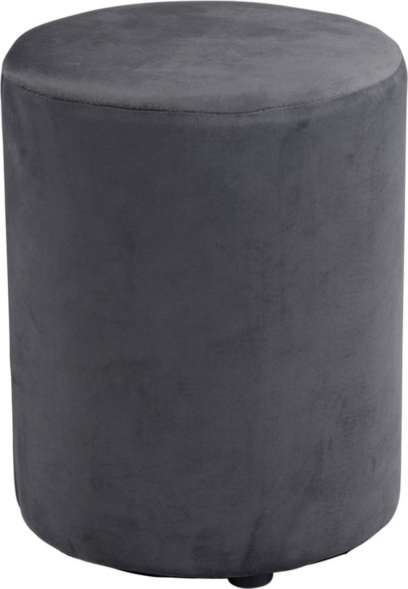 Arti Casa Poef Rond Velvet - Ronde Velvet Poef 28x36 cm - Compacte Fauteuil of Kruk - Poef Voor Woonkamer en Slaapkamer - Grijs