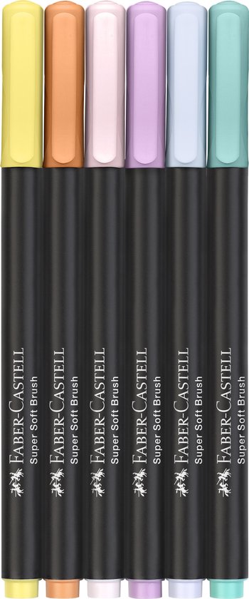 Faber-Castell brushpennen - Black edition - 6 stuks in karton etui - pastel kleuren - FC-116453