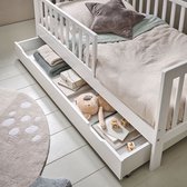 Petite Amélie Opberglade 'Plume' Wit 140x70cm – Bedlade op Wieltjes - Onderschuiflade – Extra Opbergruimte voor Beddengoed, Speelgoed en Knuffels – Stoere Uitstraling voor het 'Plume' Peuterbed