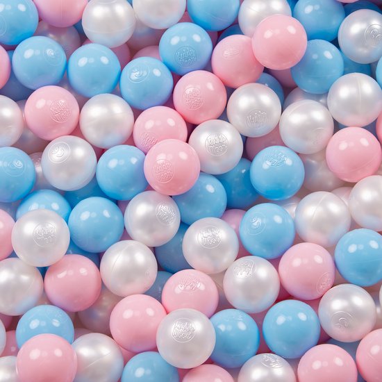 Selonis Opvouwbaar ballenbad voor kinderen met 100 plastic ballen ∅6cm - 80x23cm Ballenbad baby - Speelbad - Ballenbak kinderen rond - Kunststof ballen - Blauw: Babyblauw Poederroze Parel van Selonis — afbeelding 2