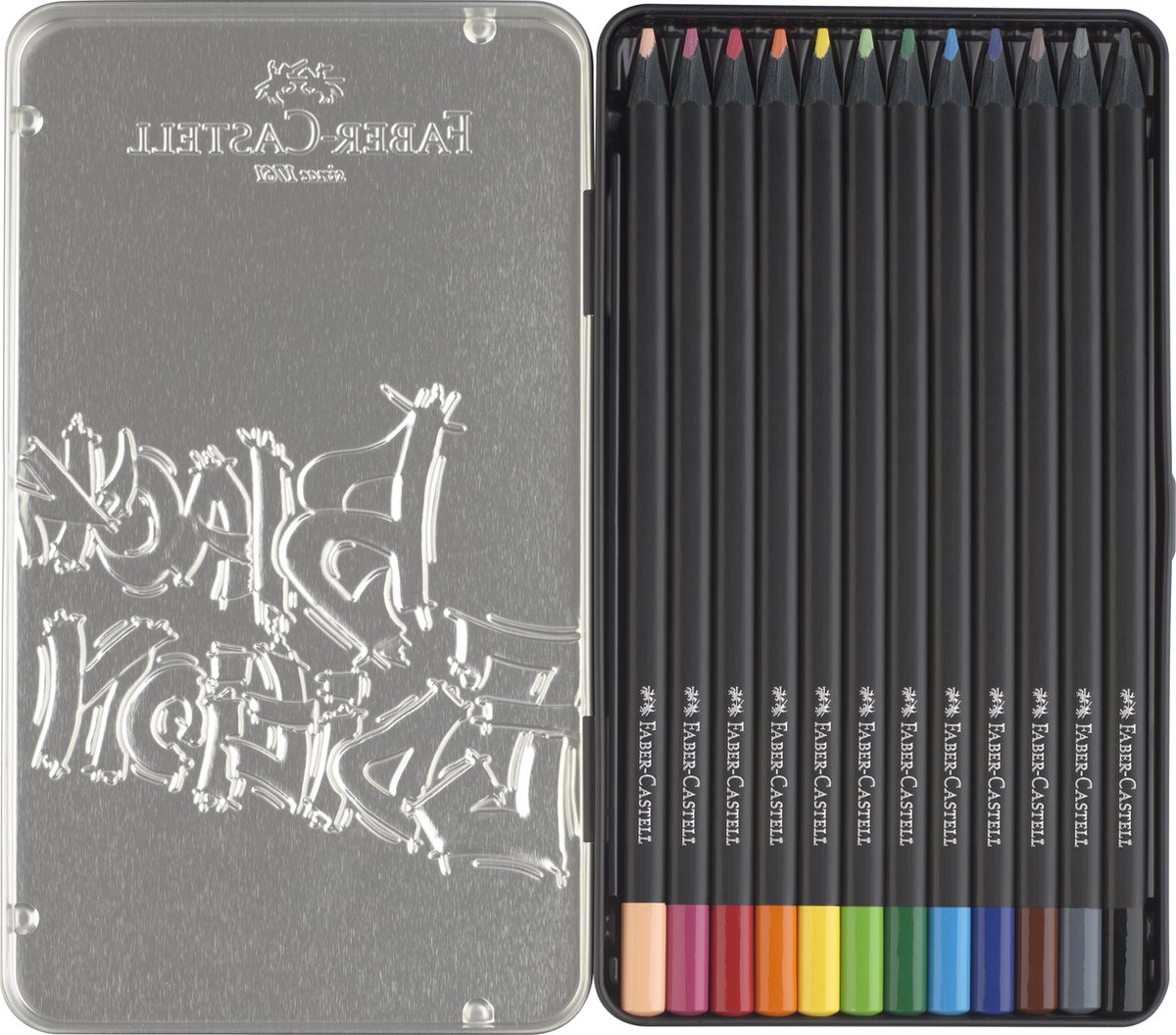 Faber-Castell kleurpotloden - Black Edition - 12 stuks in blik - FC-116413 — cadeau in Hobby - foto 2