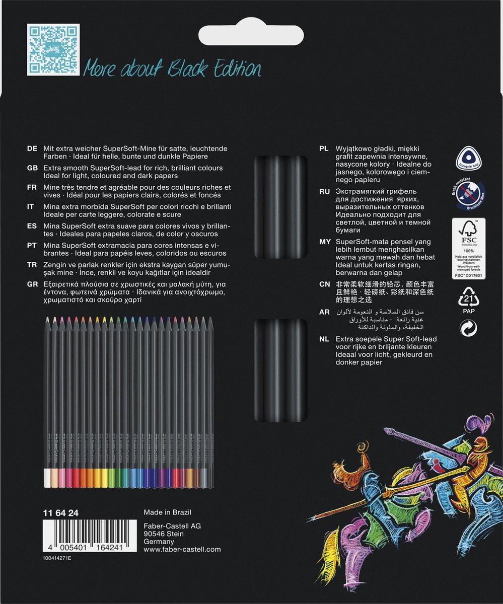 Faber-Castell kleurpotloden - Black Edition - 24 stuks - FC-116424 — cadeau in Hobby - foto 4