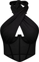 Cross Halter Top - Open Dames Lingerie - Zwart - Shirt - Topje