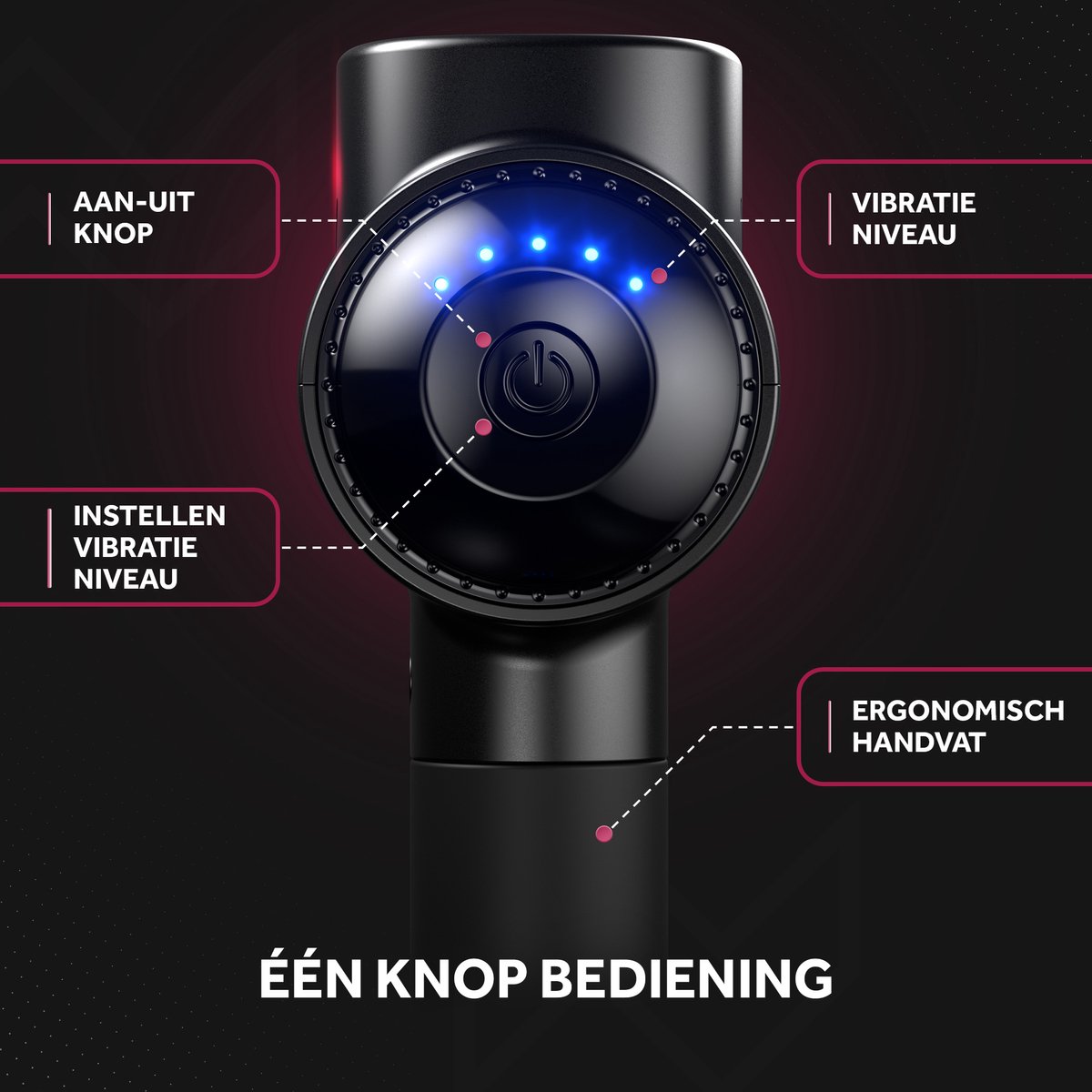Afbeelding 2 van Northwall Massage Gun Professioneel PRO - Massage Pistool Inclusief Koffer en 6 Opzetstukken incl. Eikenhouten Massagekop - Krachtig en Draadloos Sport en Relax Massage Apparaat
