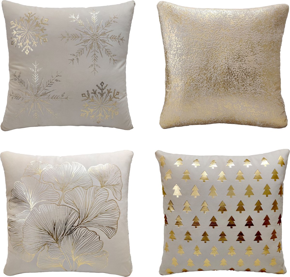 Set van 4 Kussenhoezen | 45 X 45 cm | Kussens woonkamer | kussensloop | Kussenhoes | Kussenhoesjes | Velvet | met rits | Wit