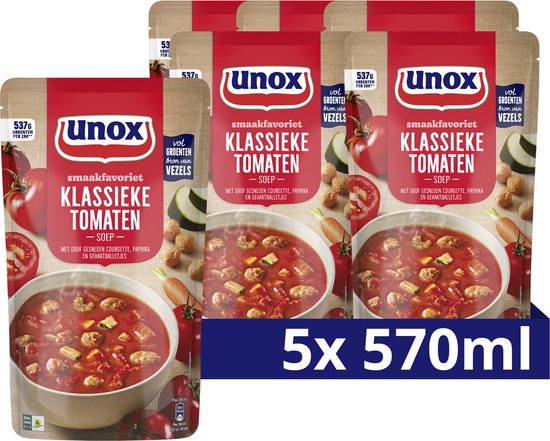 Soupe Unox Pour entre ou en entrée Tomate Avec des ingrédients naturels 5 x 570 ML paquet de réduction
