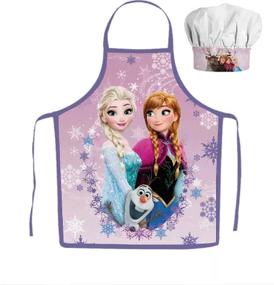 Frozen Kokssetje Muts en Schort Elsa Anna en Olaf ijscristallen Blauw