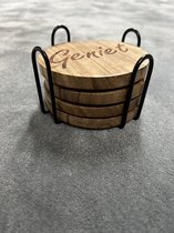 Onderzetters Voor Glazen - Rond - Tekening Van Monaco In Het Groen 10x10 Cm 6 Stuks