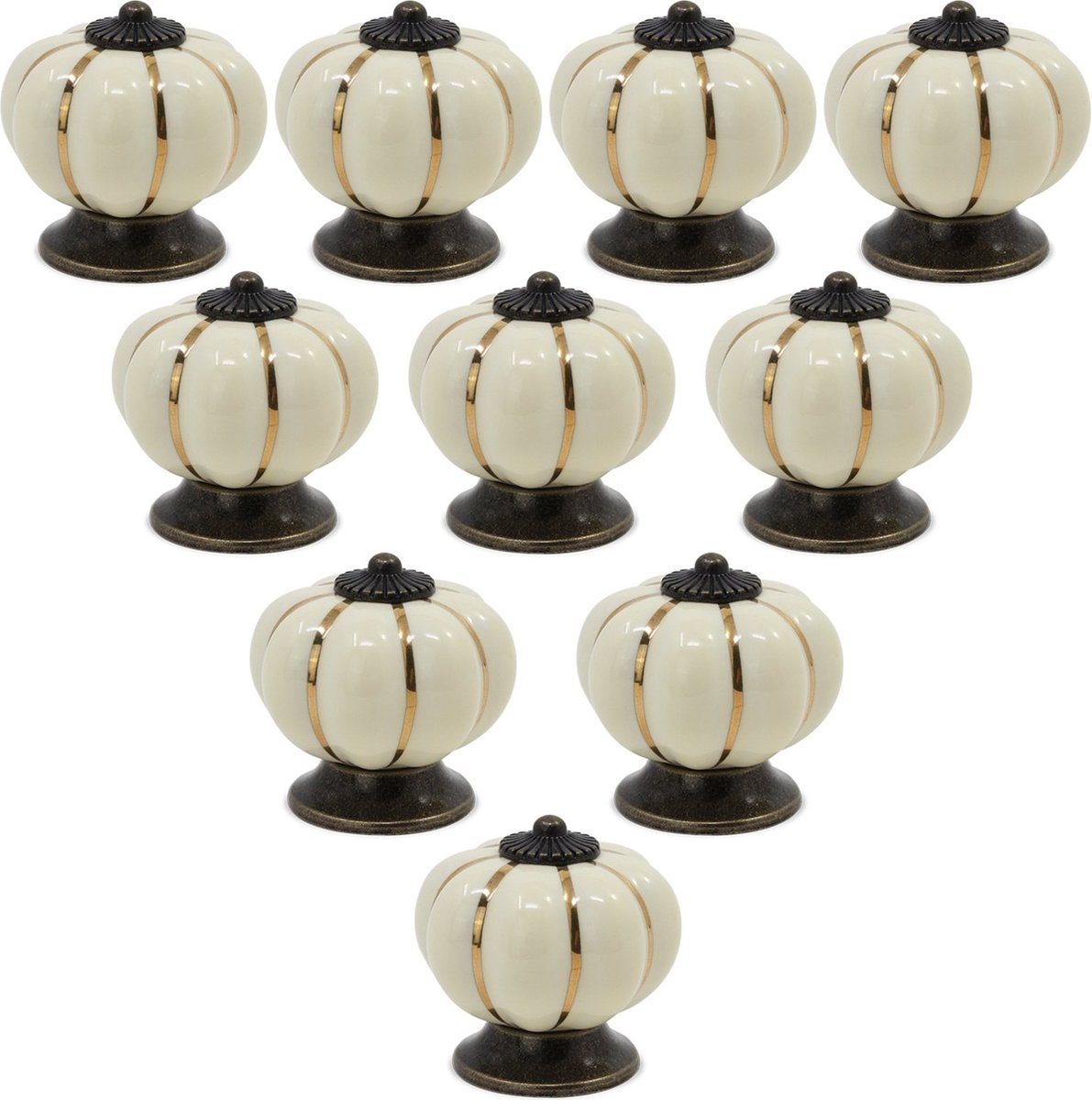 JGS ® Elegante Europese Stijl Deur- en Ladeknoppen in Pompoenontwerp - Set van 10 Stuks