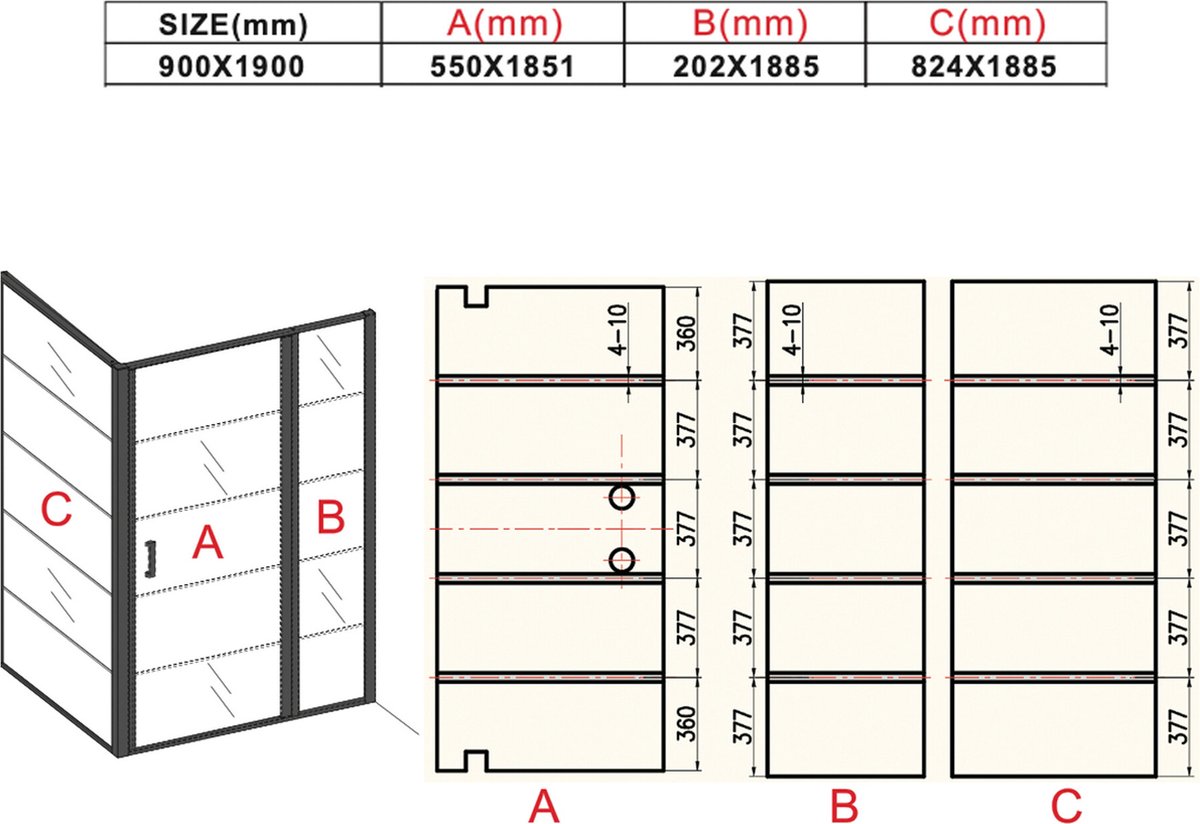Diamond Douchedeur | 90 cm Mat zwart Rookglas Draaideur DDB22452321MB