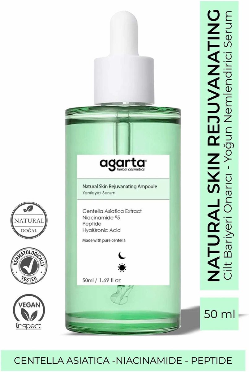 Goedkoopste AGARTA Natuurlijke Huid Verjongende Ampul Regenererend Serum - Centella Asiatica-extract Niacinamide 5-Peptide & Hyalironzuur 50 ml Gemaakt met pure centella = koreaco