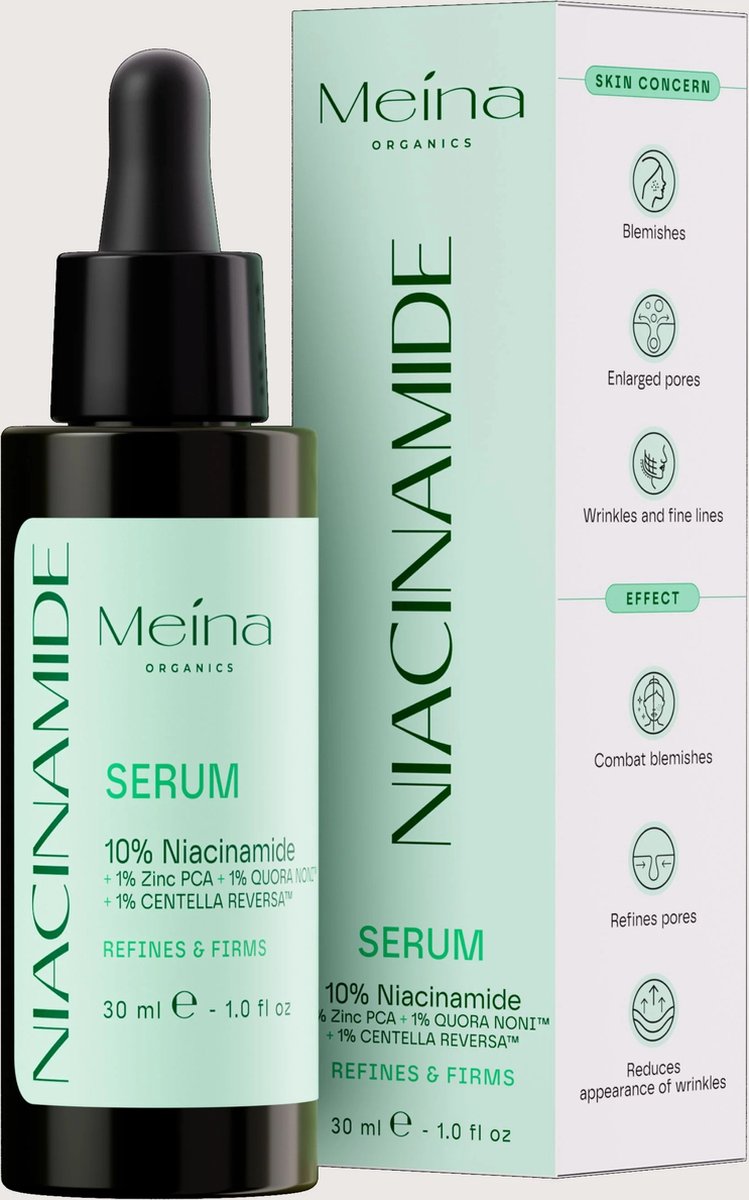 Goedkoopste Meina Organics Niacinamide CICA Serum 30ml – 10 Niacinamide Zinc PCA – Tegen Puistjes, Roodheid & Vergrote Poriën – Kalmeert & Egaliseert