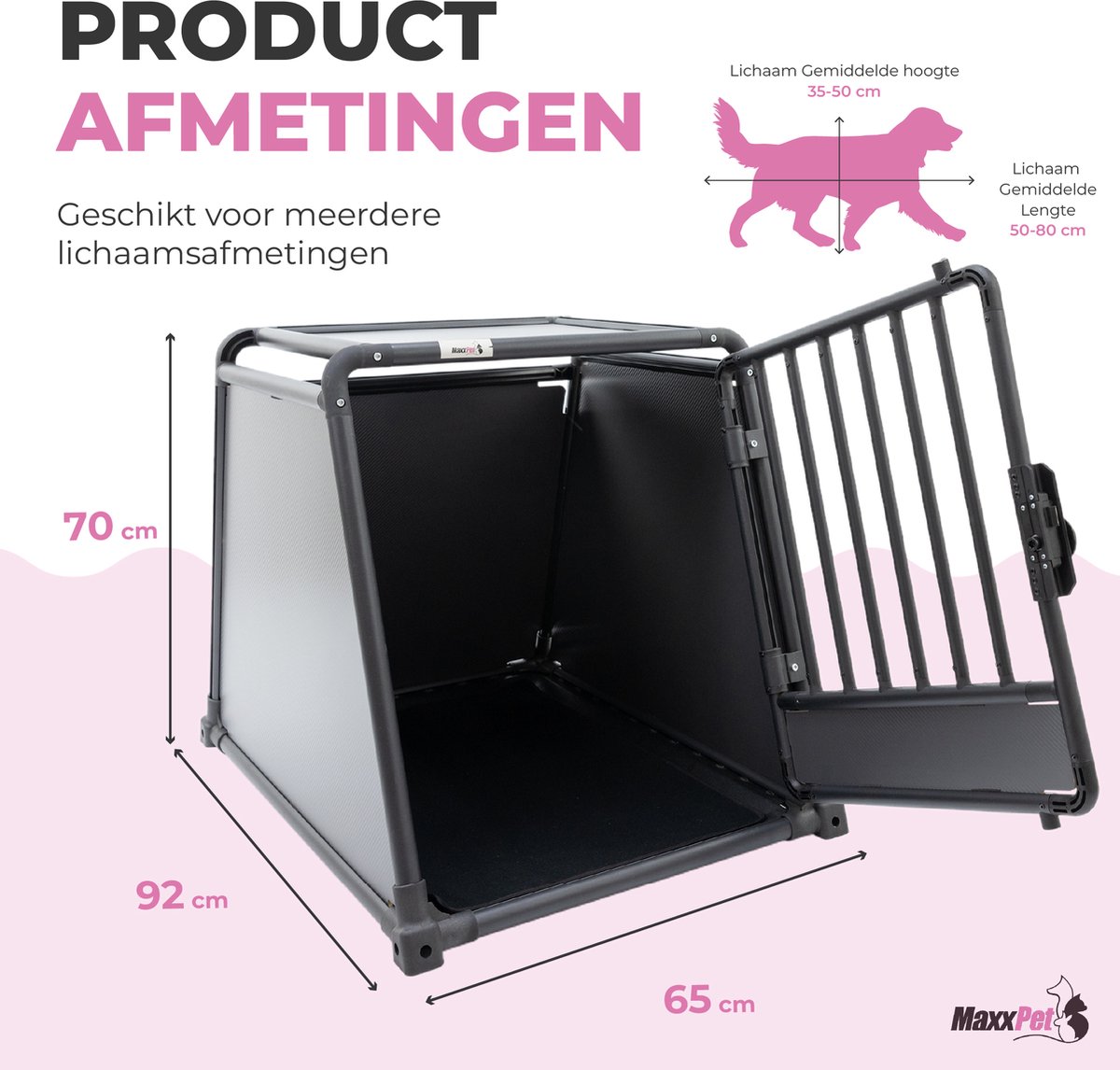 MaxxPet Cage Pour Chien Voiture XXL Aluminium 96x91x70cm - Caisse Transport Pliable Robuste