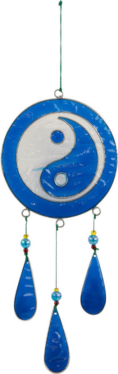 Mobiel resin yin yang blauw