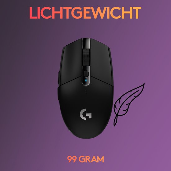 Logitech G305 Lightspeed - Draadloze Muis - Rechtshandig - Zwart