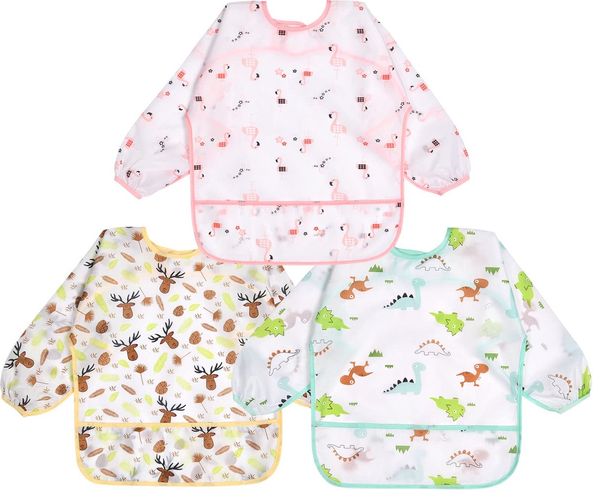 Goedkoopste JGS ® Babyslabbetjes Set met Lange Mouwen en Schattige Dieren Ontwerpen voor 6-24 Maanden