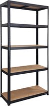 Nordevik Metalen Stellingkast - Zwart - 180x90x40cm - 5 planken - Extra Sterk Opbergrek - 875kg draagkracht - 175kg per plank