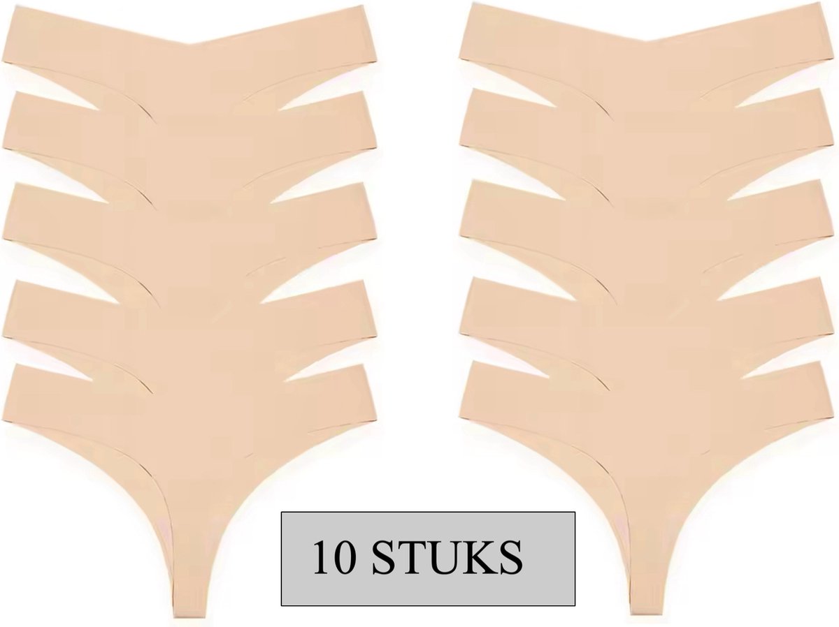 Emilie collection - string - beige - multipack 10 stuks - naadloos - M