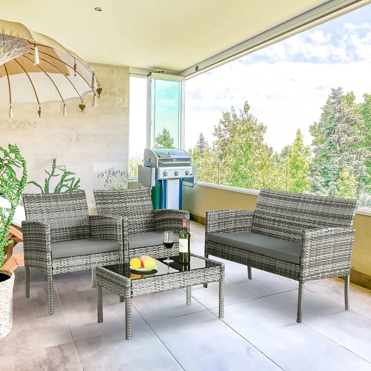 Wensday - Lounge set - 4 delig - Tuin meubel - Tuin set - 4 persoons