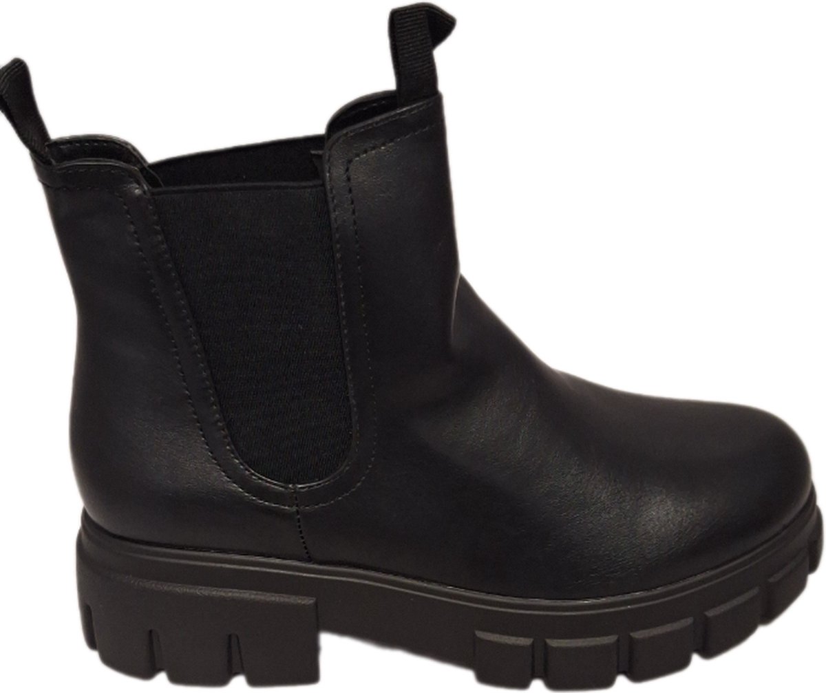 Kayla CHELSEABOOTS-LEDERLOOK-PLATEAUZOOL-BLACK