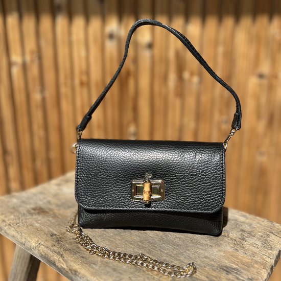 Mini sac bandoulière en cuir noir