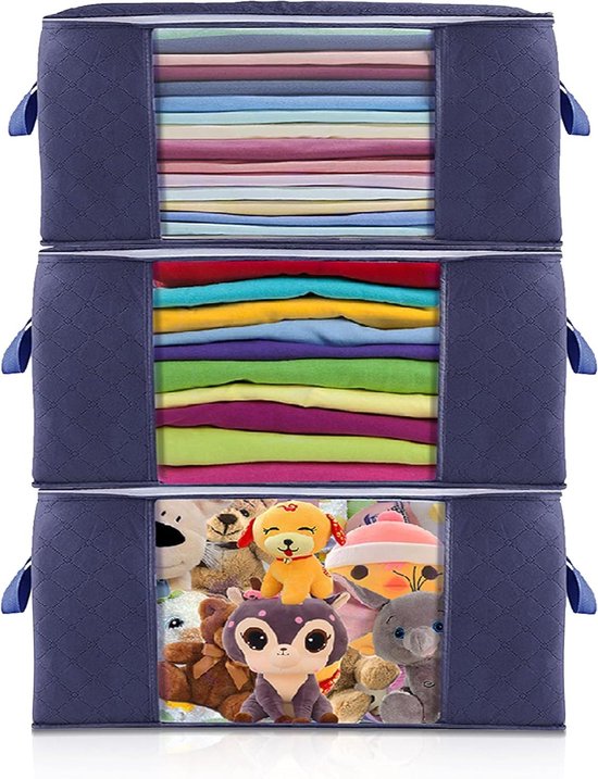 Dntorx Grote opbergtas met deksel, transparante verhuisdozen, groot, met ritssluiting, handvat, kledingopslag, verhuiszakken voor verhuizing, camping, beddengoed, kleding, opslag, 10 stuks, 90 liter