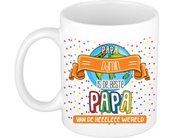 Bellatio Decorations Naam mok papa Damin - wit - de beste - keramiek - 300 ml - Vaderdag - cadeau
