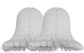 Kerstklok lampion - 2x - lichtgrijs - 20 cm - papier - kerstversiering - kerstbel decoratie - brandvertragend