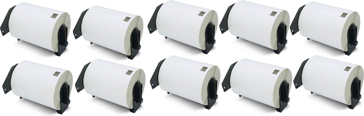 Label Tape Geschikt voor Brother DK-11240 | 102 x 51 mm | Zwart op wit - 600 labels per rol - 10 stuks - Geschikt voor: QL-1050 QL-1050N QL-1060N QL-1100 QL-1110NWB QL-1110NWBc