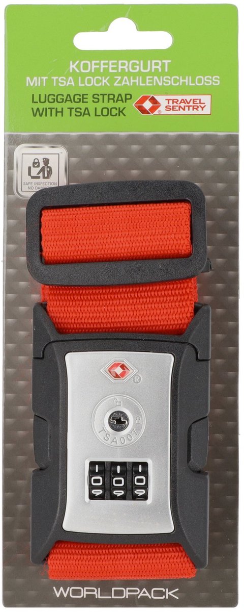 Worldpack Kofferriem Met TSA-slot Red